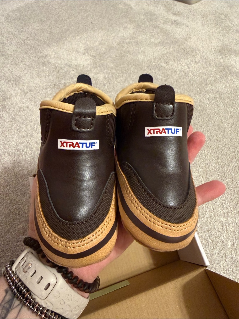 XTRATUF Kids Brown and Tan Pull-On Boots